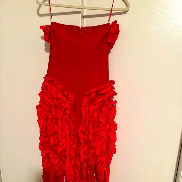 Red Ruffle Mini Dress - Picture 3 of 4